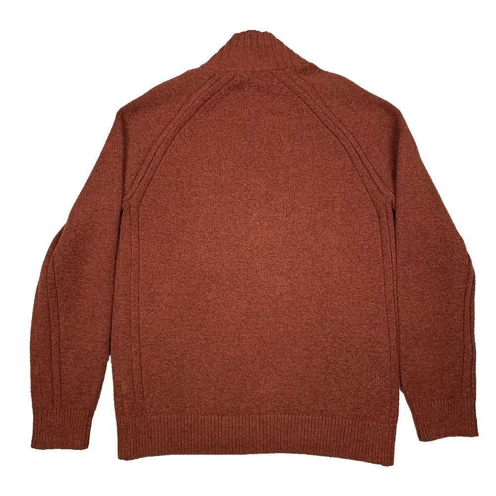Banana‎ Republic Sweater Mens M Orange Shawl Collar Button Knit Pullover